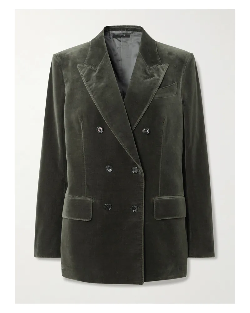 Tom Ford Doppelreihiger Blazer Aus Samt Aus Einer Baumwollmischung - Grau Grau