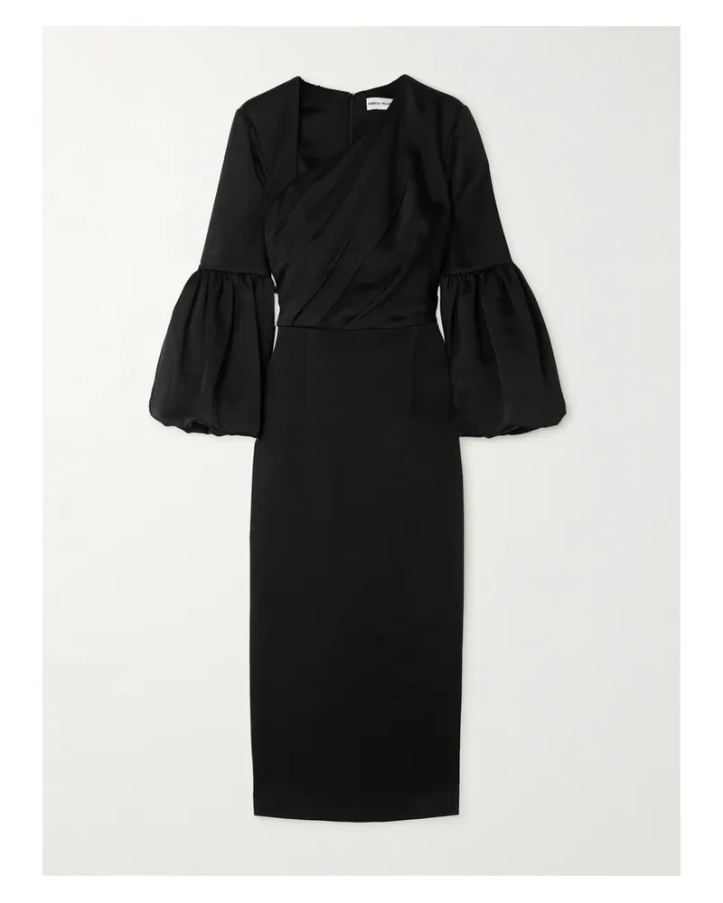 Rebecca Vallance Augustine Midikleid Aus Satin Mit Raffungen - Schwarz Schwarz