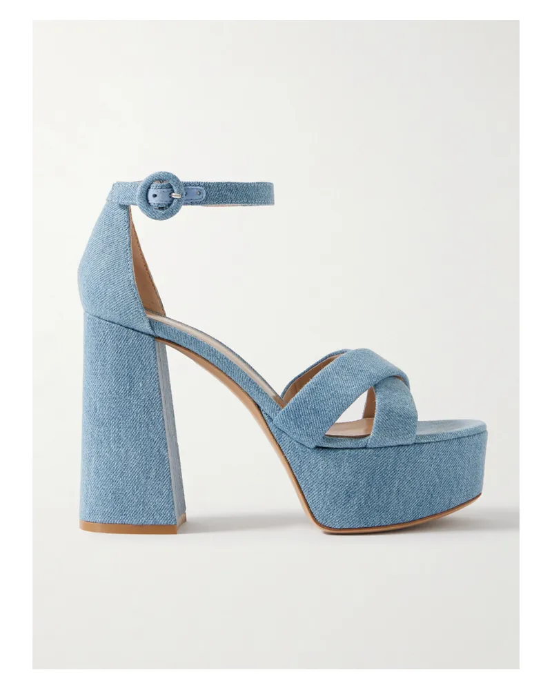 Gianvito Rossi Sheridan 110 Plateausandalen Aus Denim - Blau Blau