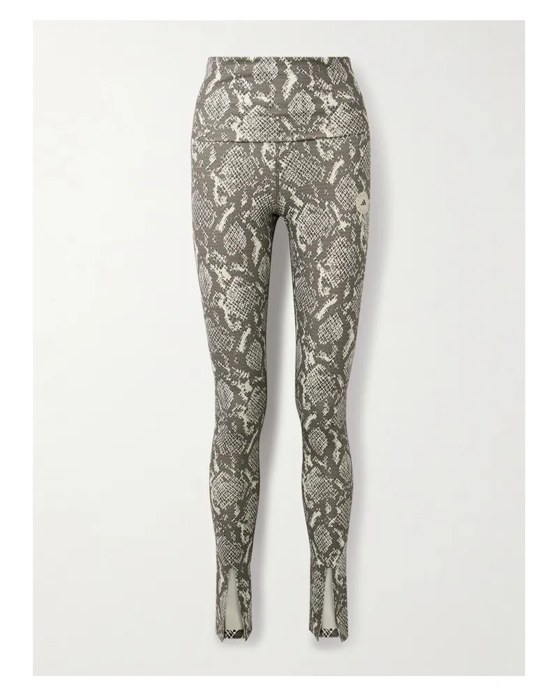 adidas Leggings Aus Recyceltem Stretch-material Mit Schlangeneffekt - Grau Grau