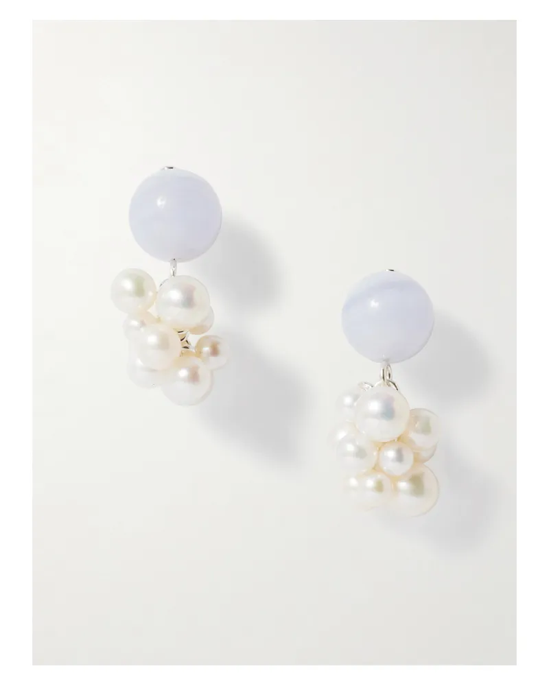 Completedworks Till The Stars Wane Recycled Silver, Agate And Pearl Earrings Silver