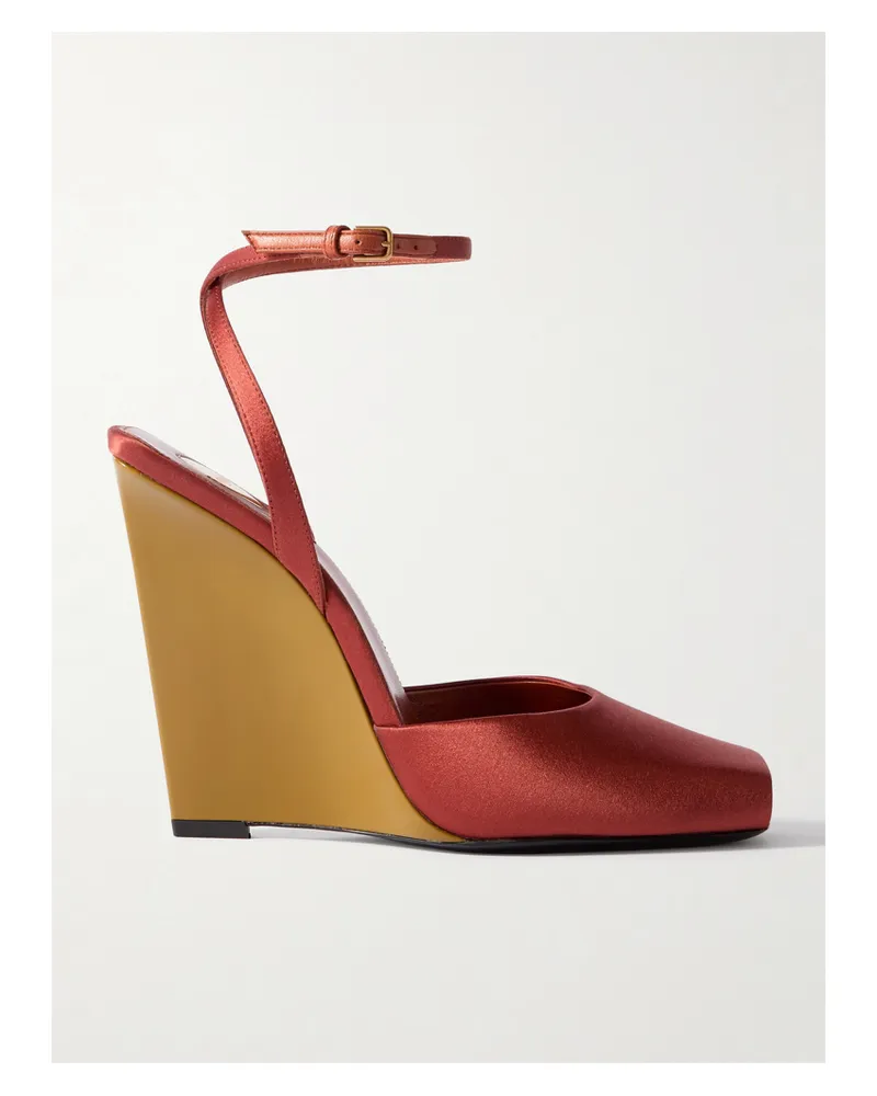 Saint Laurent La Scandale Wedges Aus Satin - Rot Rot