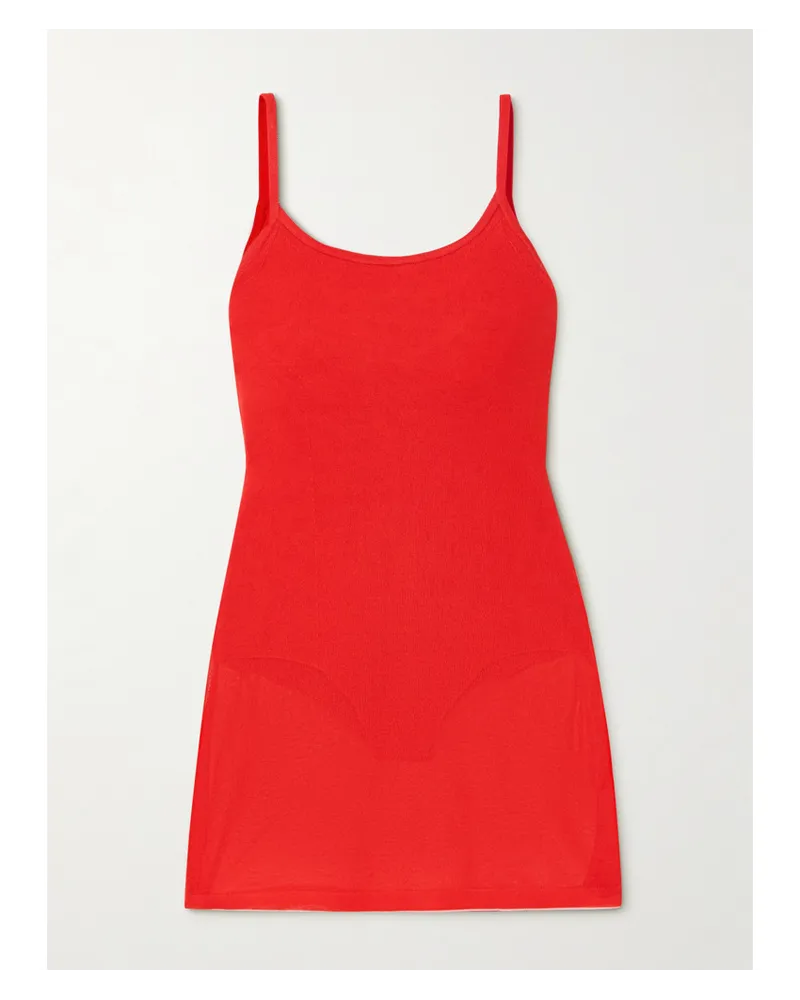 Jacquemus Roupao Minikleid aus Stretch-mesh Rot