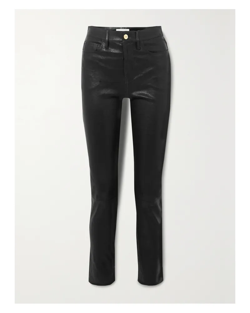 Frame Denim Le Sylvie Hoch Sitzende Hose Mit Schmalem Bein Aus Leder - Schwarz Schwarz