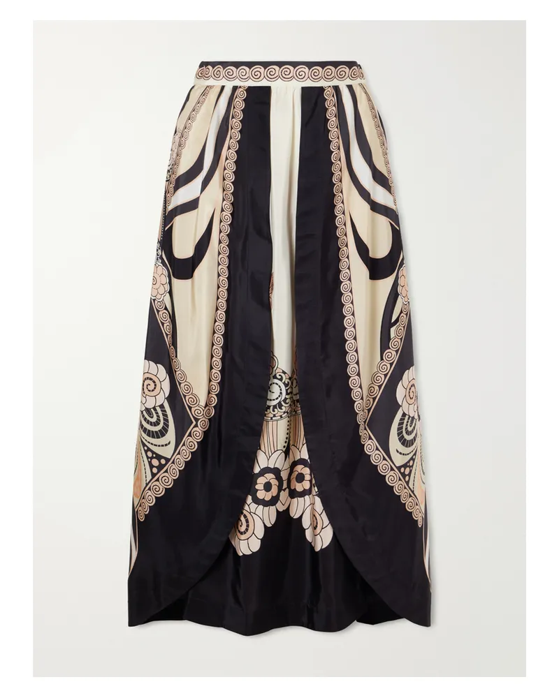 La DoubleJ Printed Silk-voile Maxi Skirt - Neutrals Neutrals