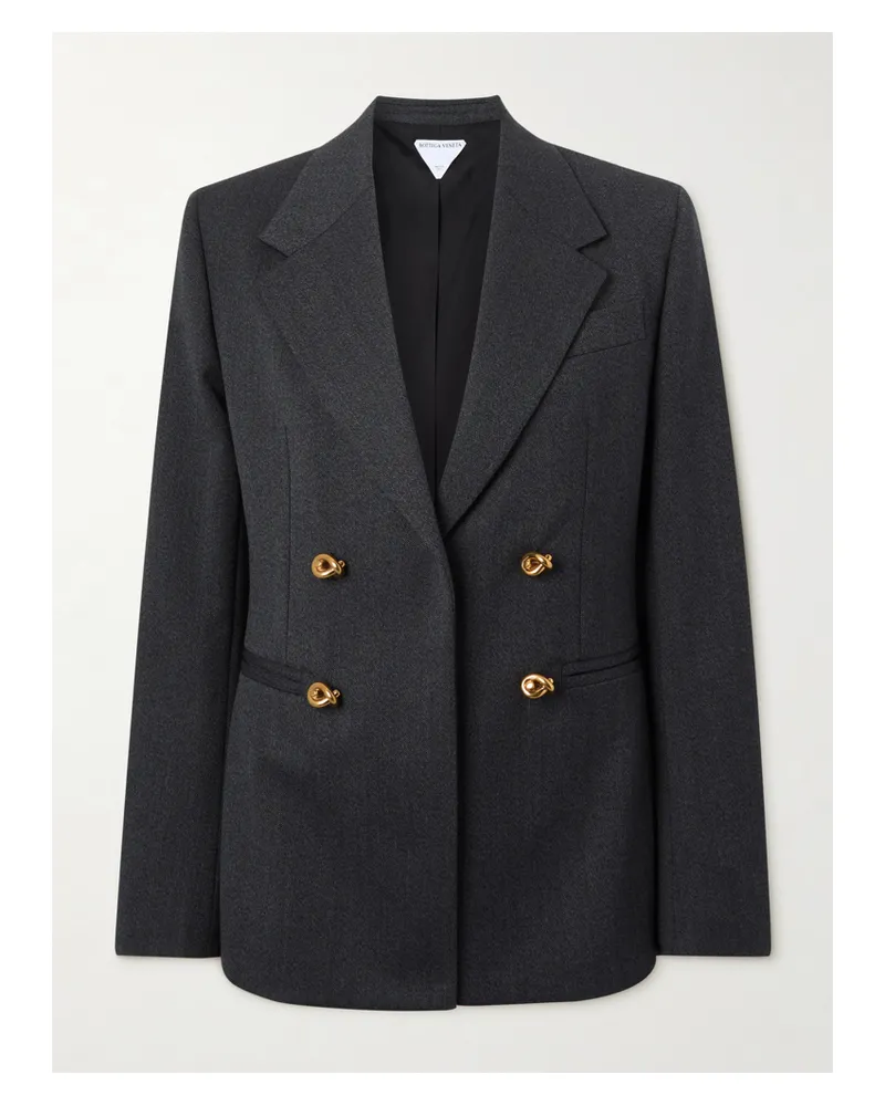 Bottega Veneta Doppelreihiger Blazer Aus Woll-twill - Schwarz Schwarz