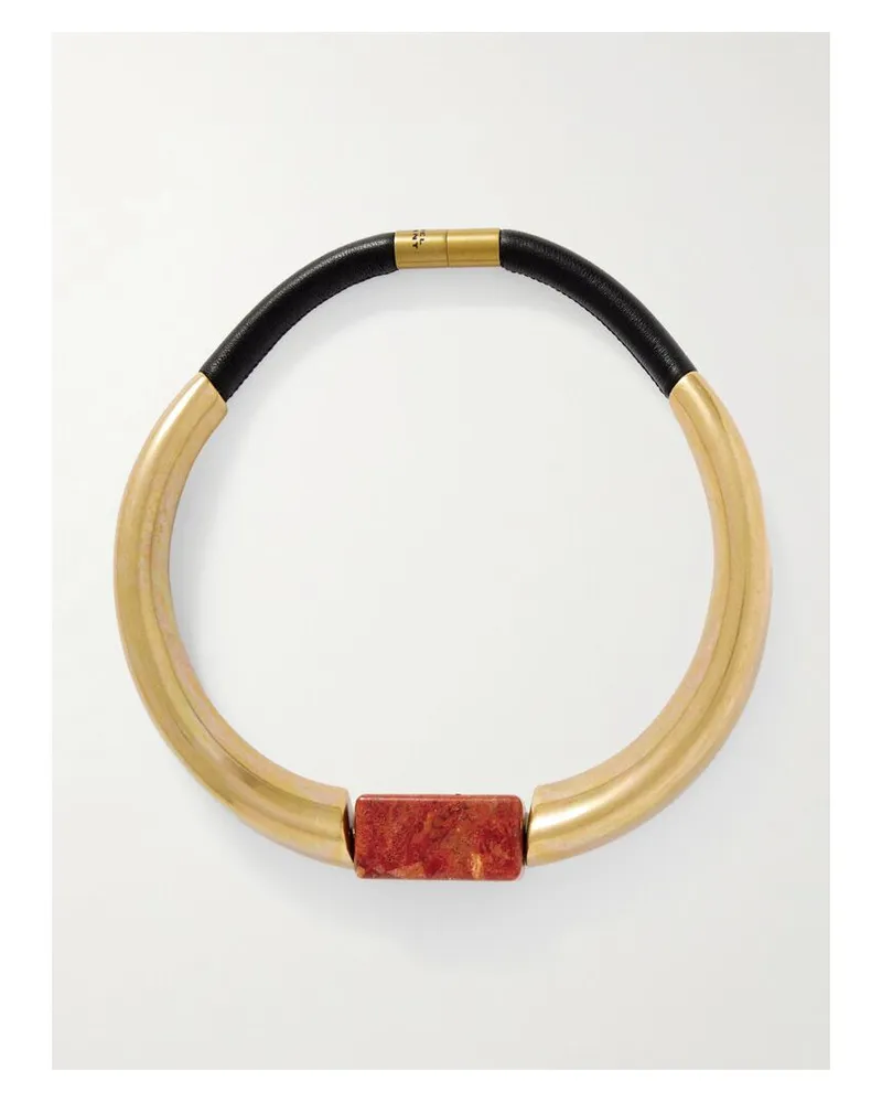 Isabel Marant Kette Aus Leder Mit Harz Und Goldfarbenen Details - Orange Orange