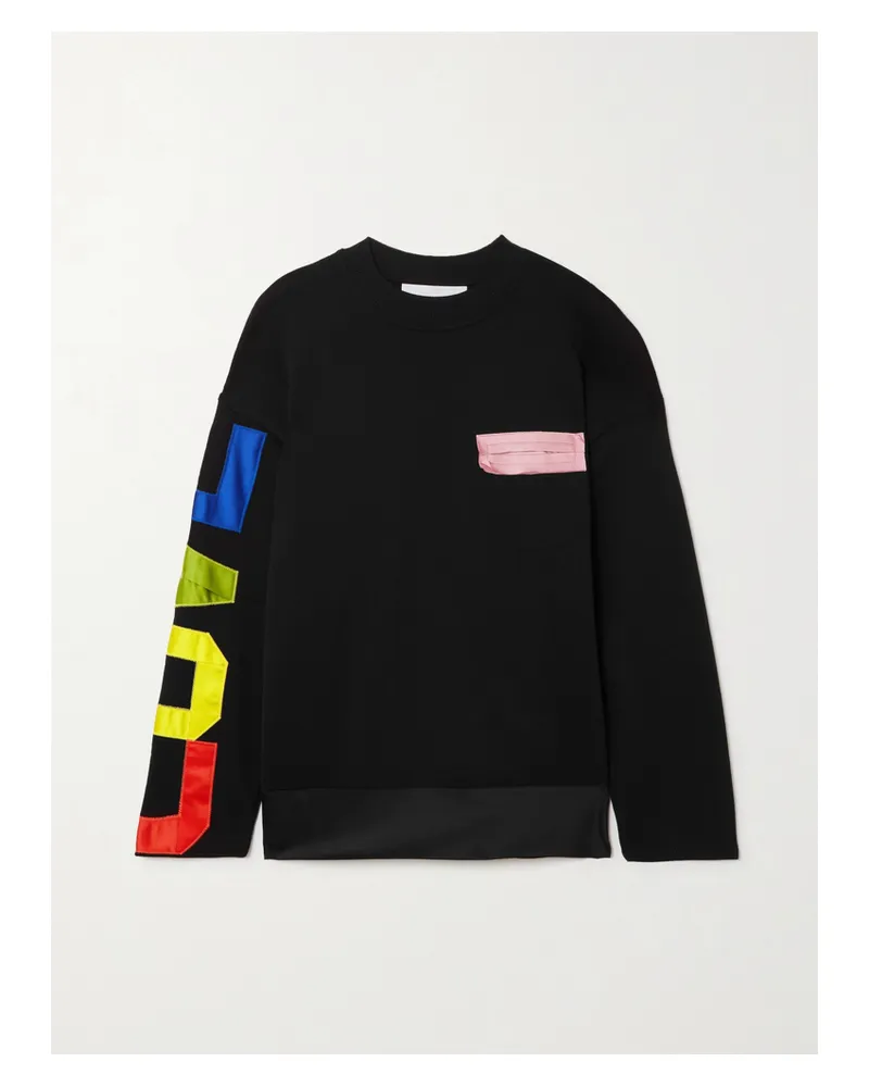 AZ FACTORY Free To Pullover Aus Einer Mischung Aus Biobaumwolle Und Pyratex® Seacell™ Mit Intarsienmotiv - Schwarz Schwarz