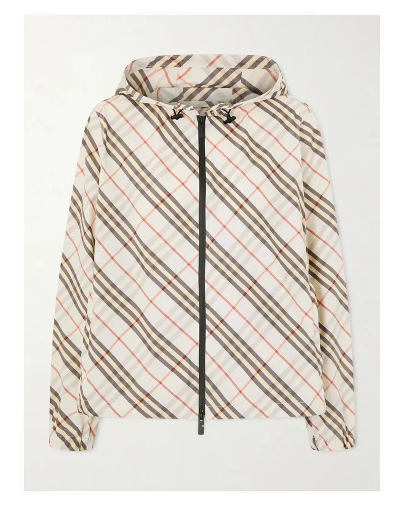 Burberry Checked Hooded Shell Jacket - Neutrals Neutrals
