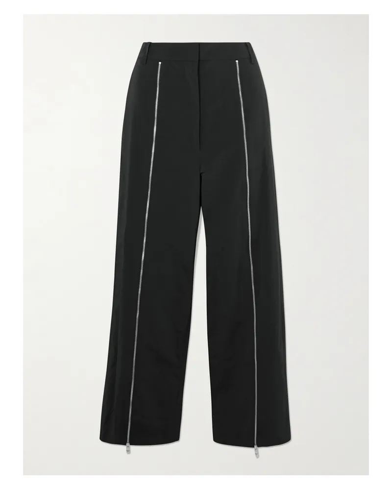 tibi Zip-detailed Shell Straight-leg Pants - Black Black