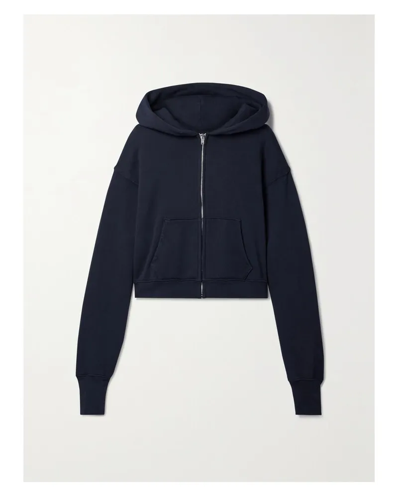 LES TIEN Zendaya Verkürzte Kapuzenjacke Aus Baumwoll-jersey - Blau Blau