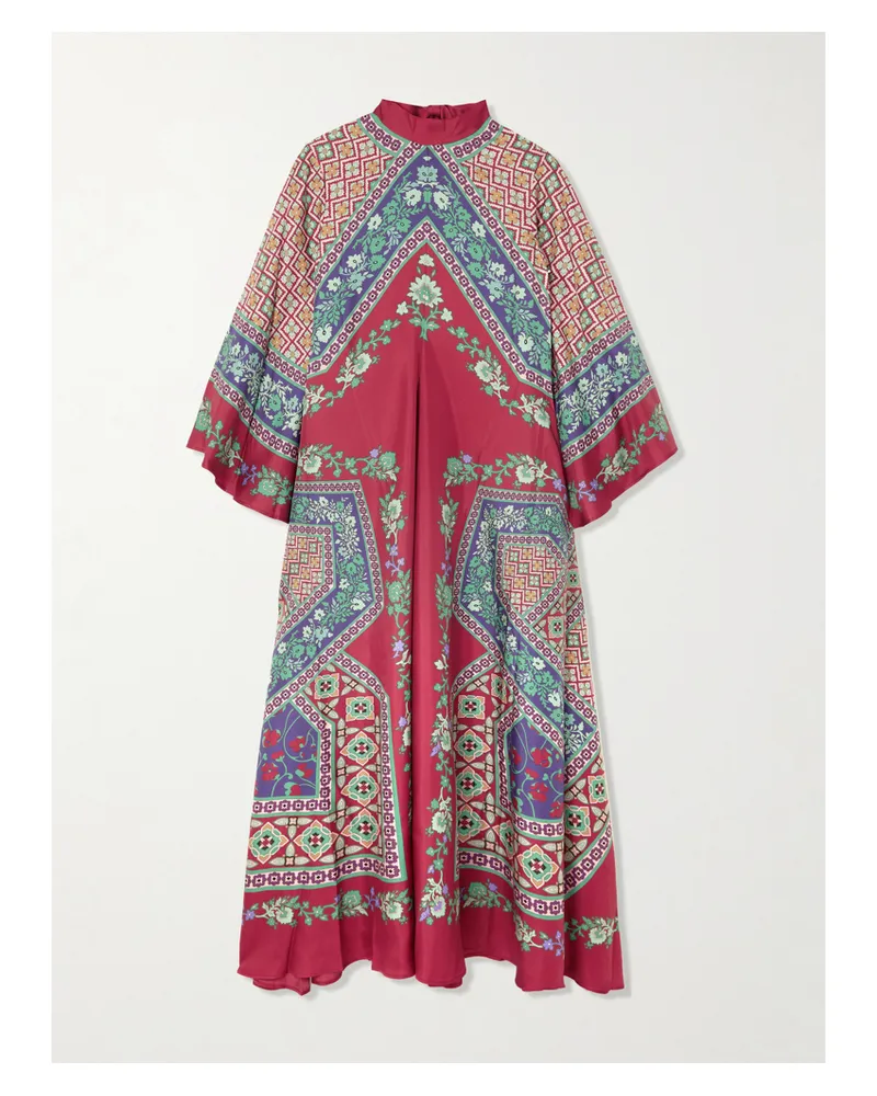 La DoubleJ Magnifico Printed Silk Maxi Dress - Red Red