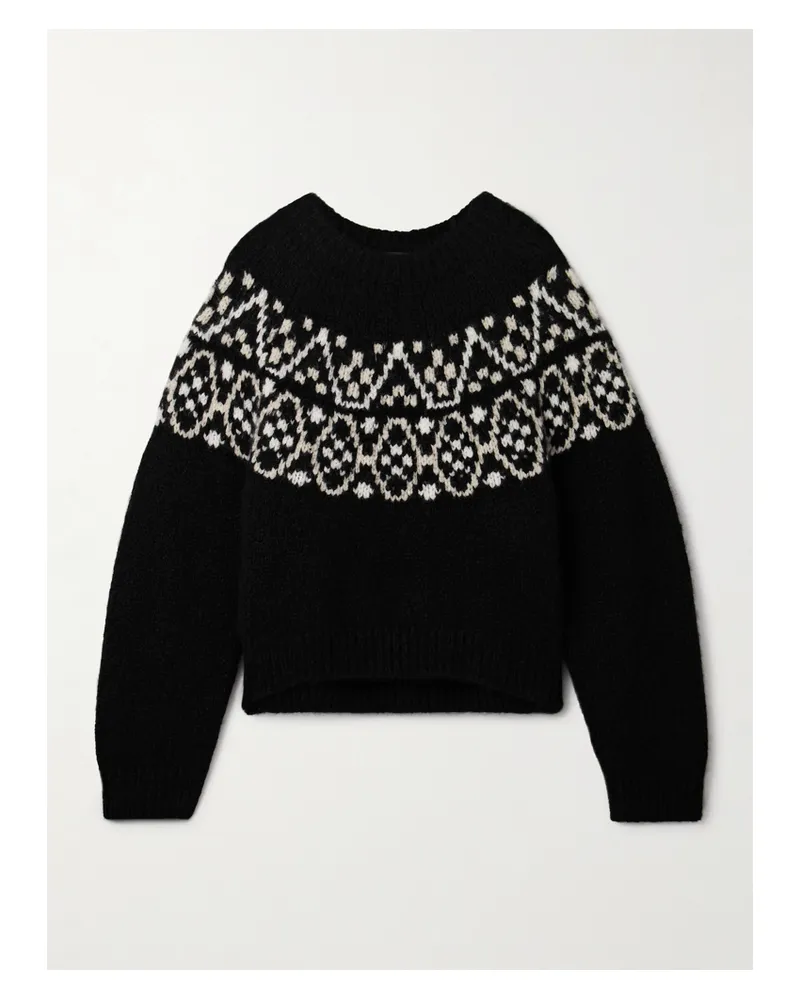 Nili Lotan Chrissy Pullover Aus Jacquard-strick Aus Einer Kaschmir-seidenmischung Mit Fair-isle-muster - Schwarz Schwarz