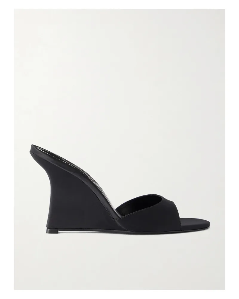 STAUD Brigitte Satin Wedge Mules - Black Black