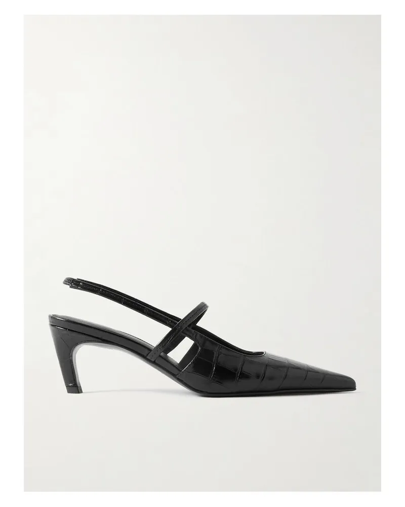 Totême The Sharp Slingback-pumps Aus Leder Mit Krokodileffekt - Schwarz Schwarz