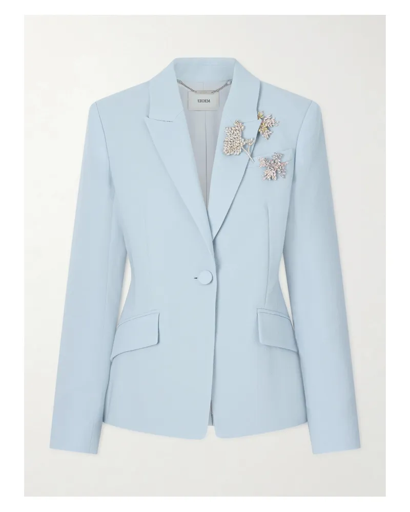 Erdem Blazer Aus Woll-crêpe Mit Verzierungen - Blau Blau
