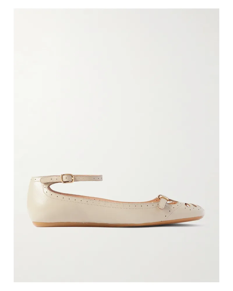 Chloé Misty Flache Schuhe Aus Lasergeschnittenem Leder - Neutral Neutral