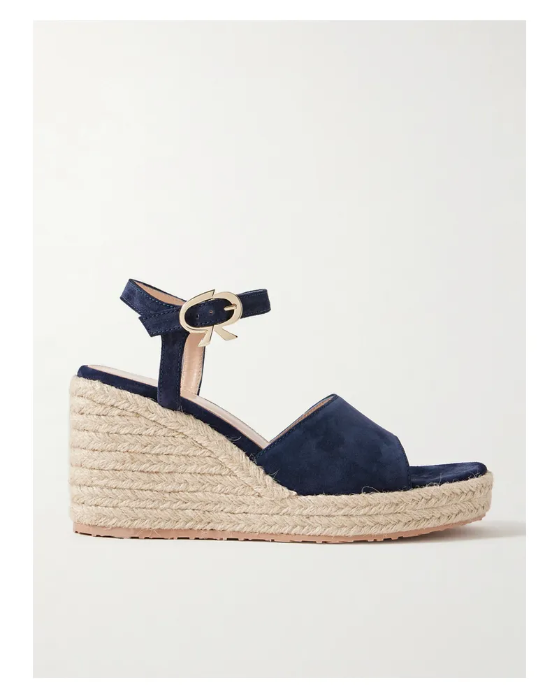Gianvito Rossi 90 Espadrille-wedges Aus Veloursleder - Blau Blau
