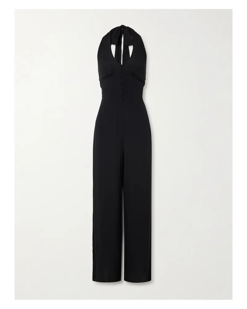 RIXO Shana Neckholder-jumpsuit Aus Crêpe - Schwarz Schwarz