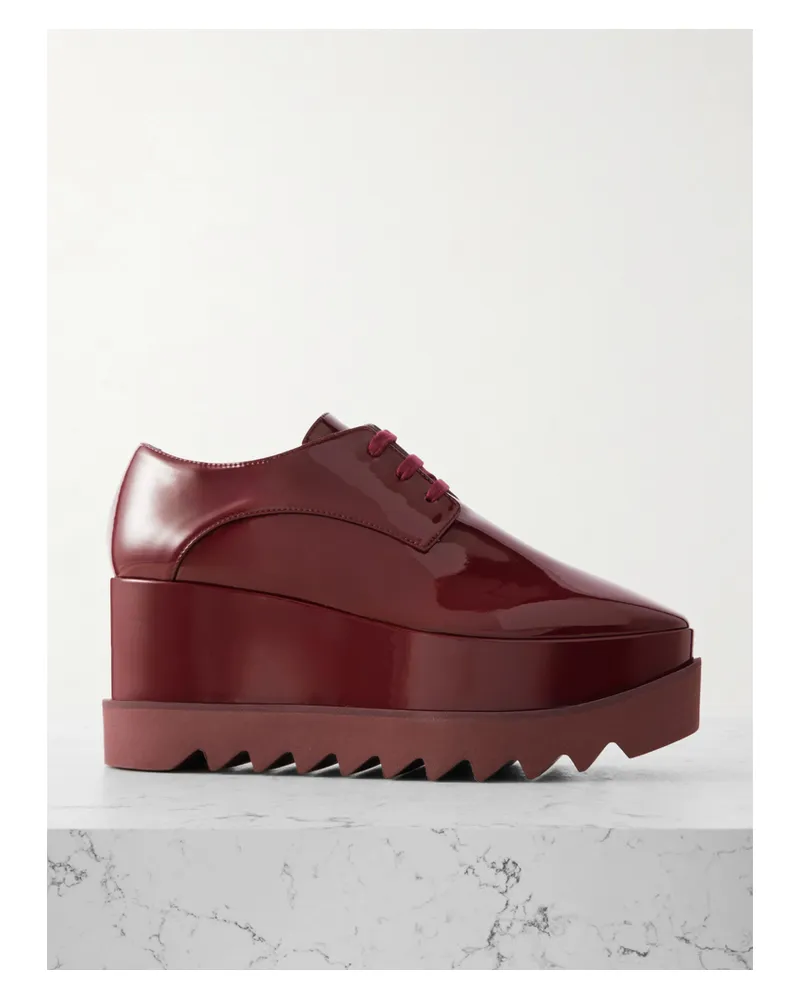 Stella McCartney Elyse Vegetarian Patent-leather Platform Brogues - Burgundy Burgundy