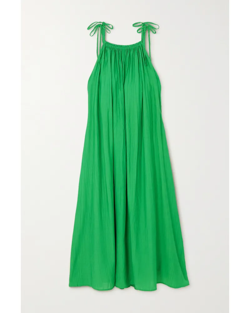 Holzweiler Lena Midikleid Aus Krepon Aus Einer Ecovero™-mischung Mit Raffungen - Grün Grün