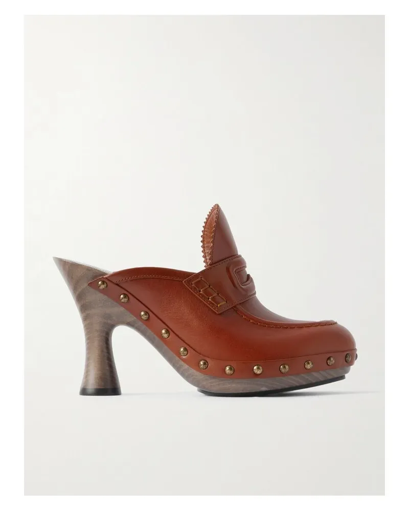 Burberry Mules Aus Leder Mit Nieten - Braun Braun