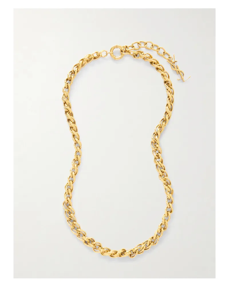 Saint Laurent Gehämmerte, Goldfarbene Kette Gold