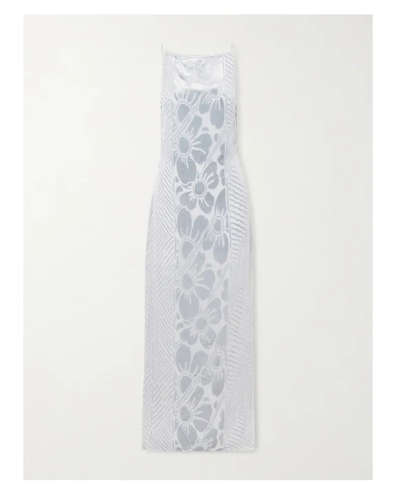 SIR Ventura Rückenfreie Robe Aus Devoré-samt Mit Blumenmuster - Silber Silber