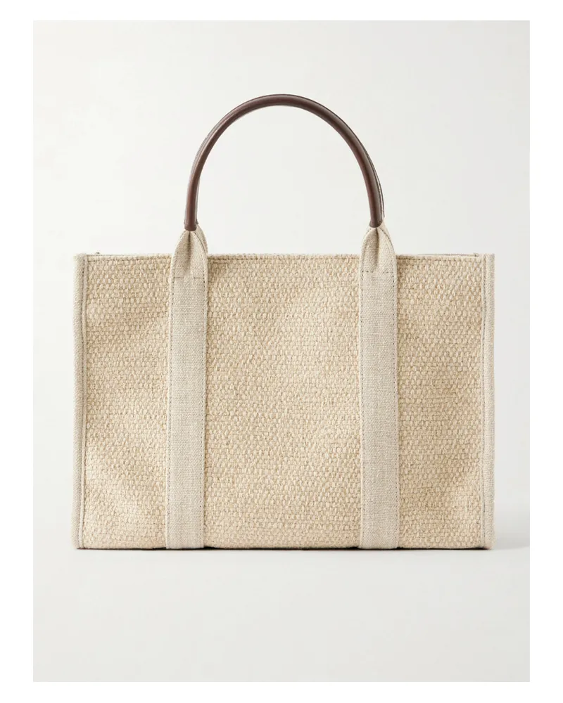 The Row Georgia Leather-trimmed Woven Tote - Neutrals Neutrals