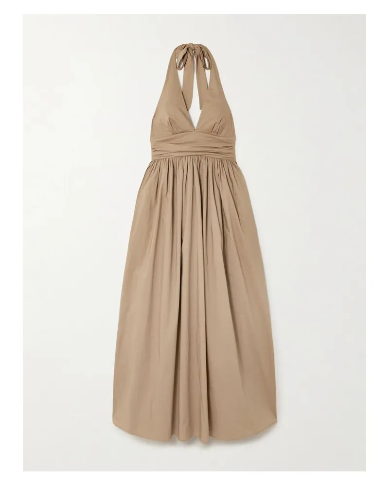 Matteau Neckholder-maxikleid Aus Biobaumwollpopeline Mit Raffungen - Neutral Neutral