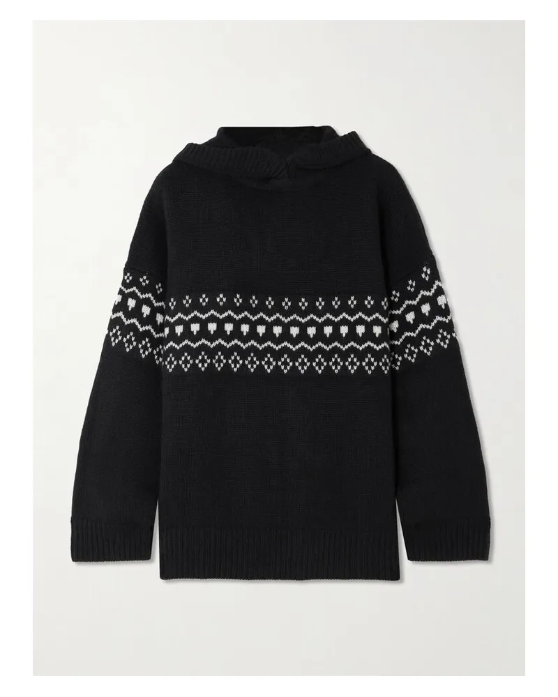 Lisa Yang Wen Kapuzenpullover Aus Kaschmir Mit Fair-isle-muster - Schwarz Schwarz