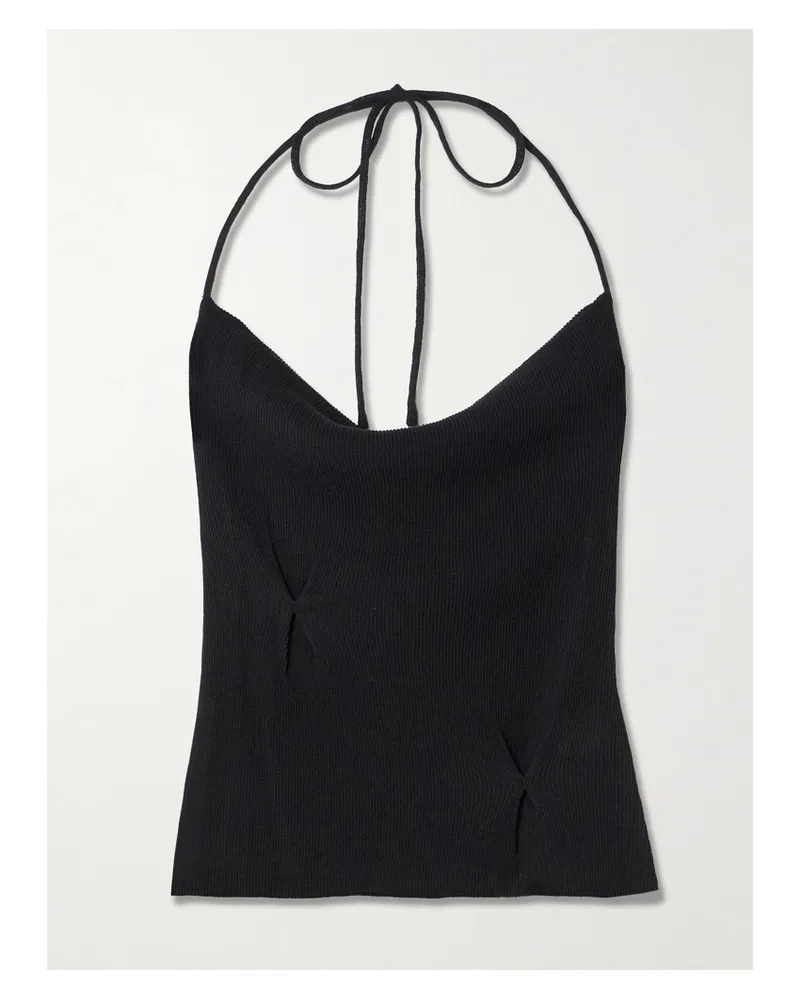 Deiji Studios Fine Knot Neckholder-top Aus Recyceltem Rippstrick - Schwarz Schwarz