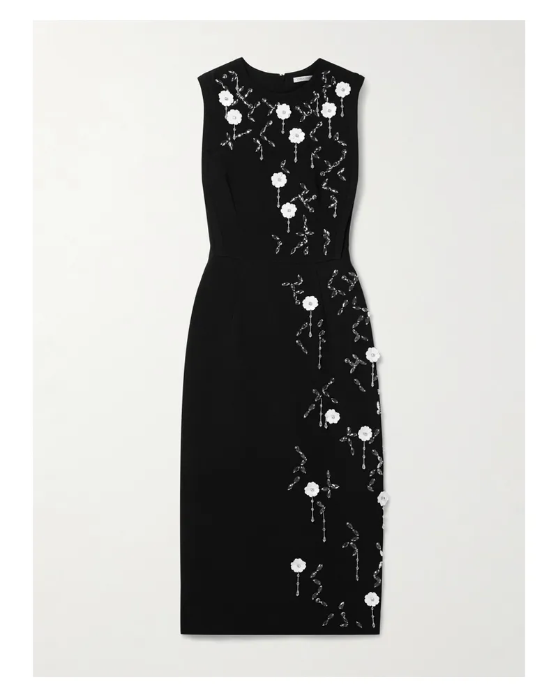 EMILIA WICKSTEAD Cappia Midikleid Aus Crêpe Mit Verzierungen - Schwarz Schwarz