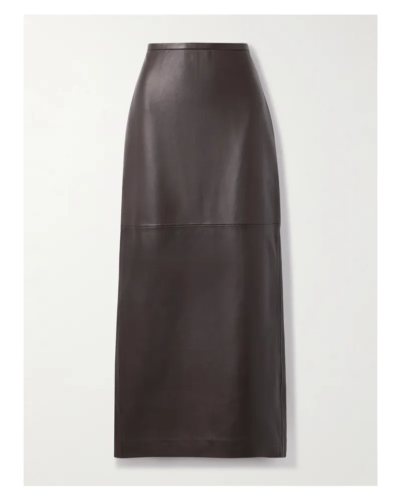 Co Paneled Leather Maxi Skirt - Brown Brown