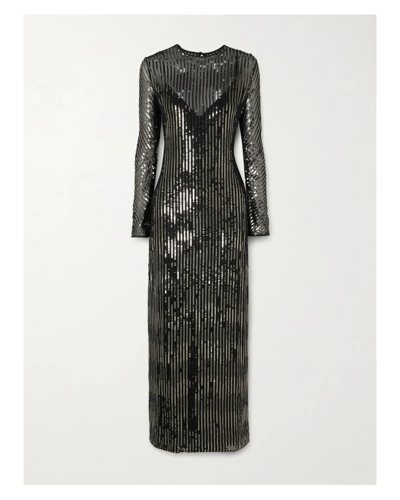 Johanna Ortiz Actitud Nautica Maxikleid Aus Tüll Mit Pailletten - Schwarz Schwarz