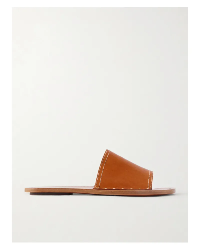 Totême Studded Leather Slides - Brown Brown