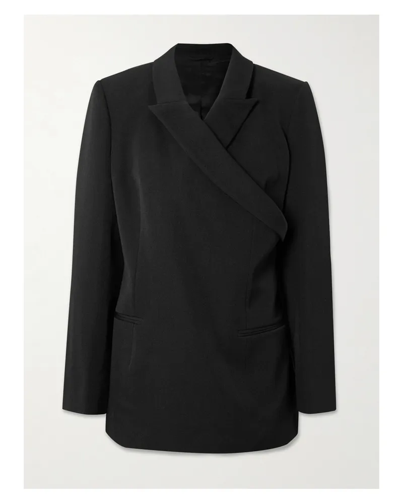 Calvin Klein Mia Asymmetric Wool Blazer - Black Black