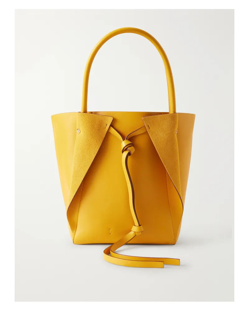 Gabriela Hearst Marija Small Suede And Leather Tote - Yellow Yellow