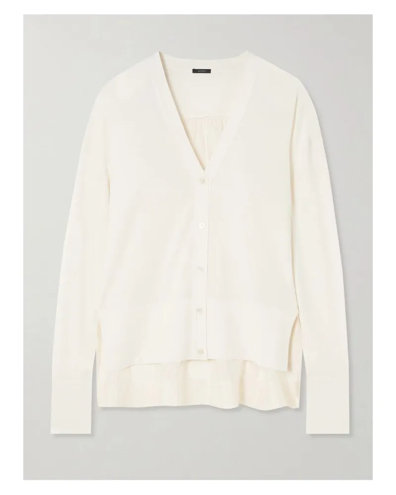 Joseph Cardigan Aus Einer Baumwoll-seidenmischung Und Habutai-seide - Elfenbein Elfenbein
