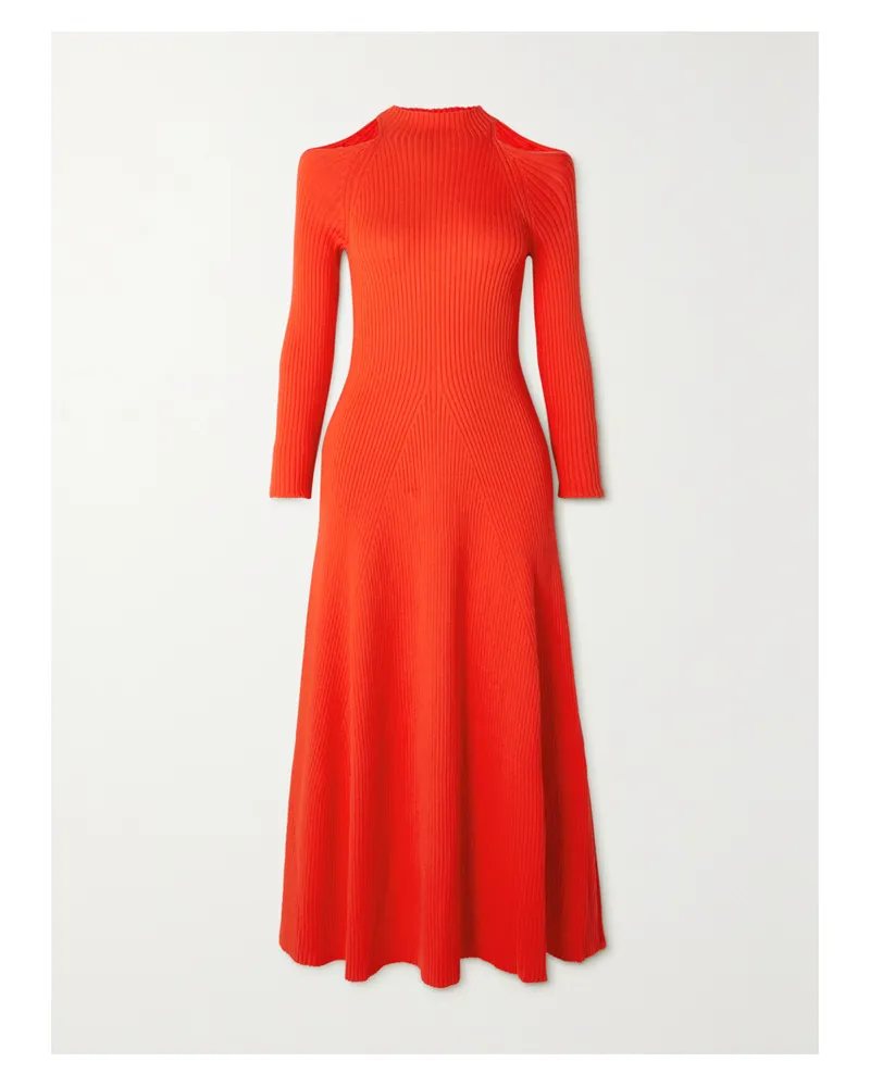 A.W.A.K.E. Midikleid Aus Geripptem Jersey Mit Cut-outs - Rot Rot