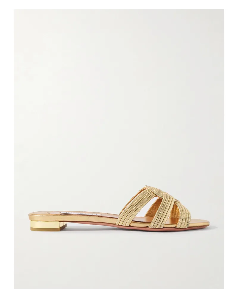 Aquazzura Felix Pantoletten aus Metallic-leder Gold