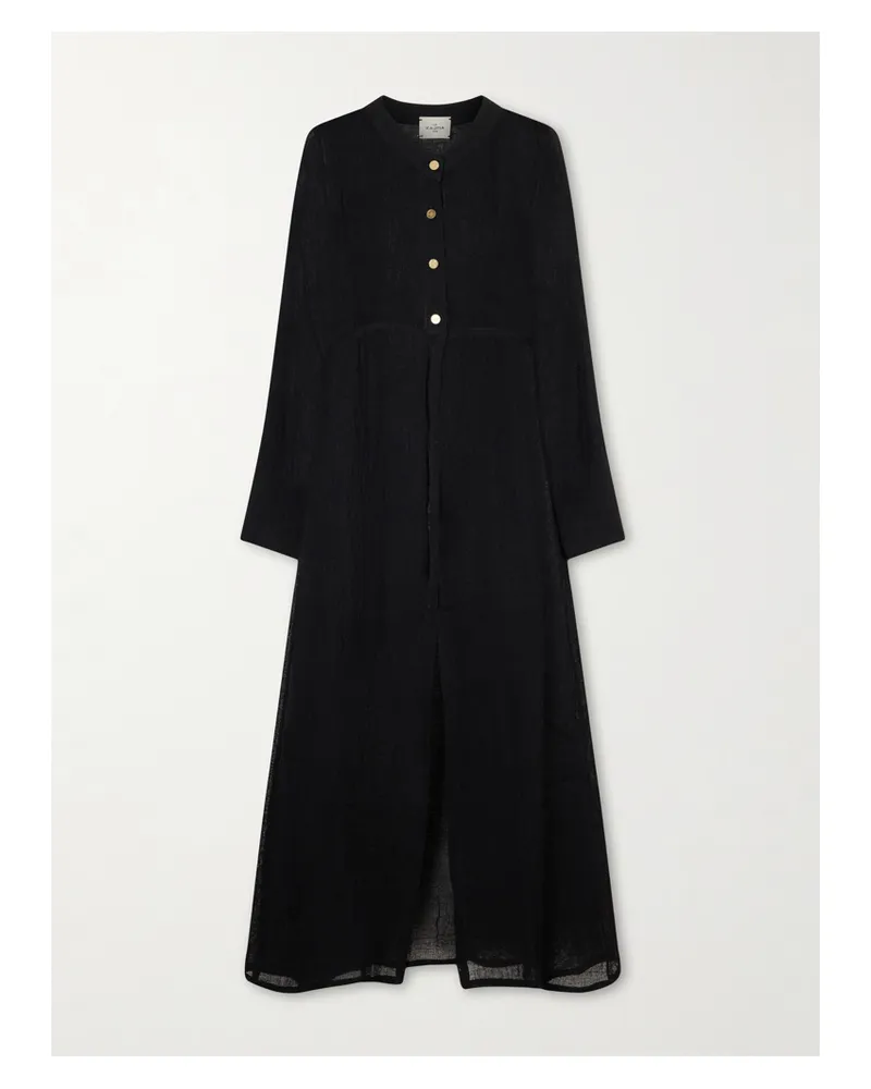 Le Kasha 1918 Bibag Linen Maxi Dress - Black Black