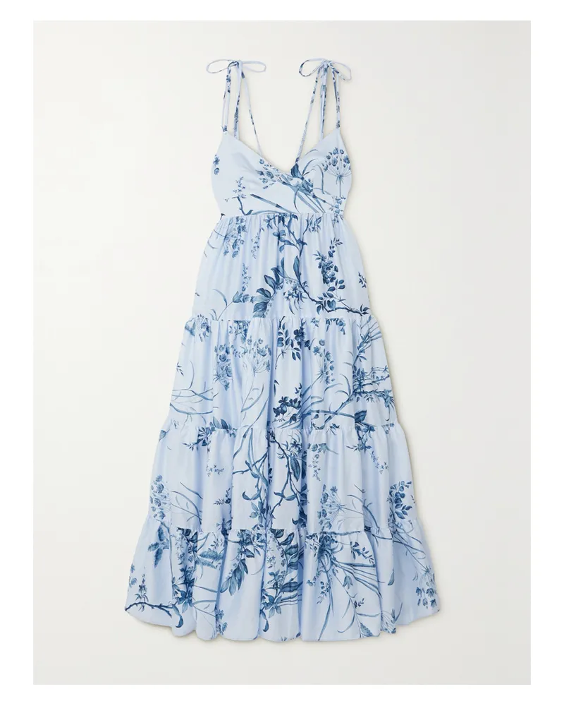 Erdem Robe Aus Baumwollpopeline Mit Blumenprint - Blau Blau