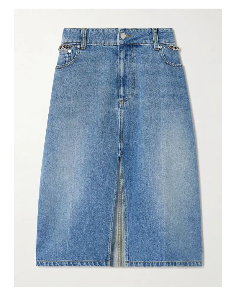 Stella McCartney Net Sustain Midirock Aus Denim Mit Ketten - Blau Blau
