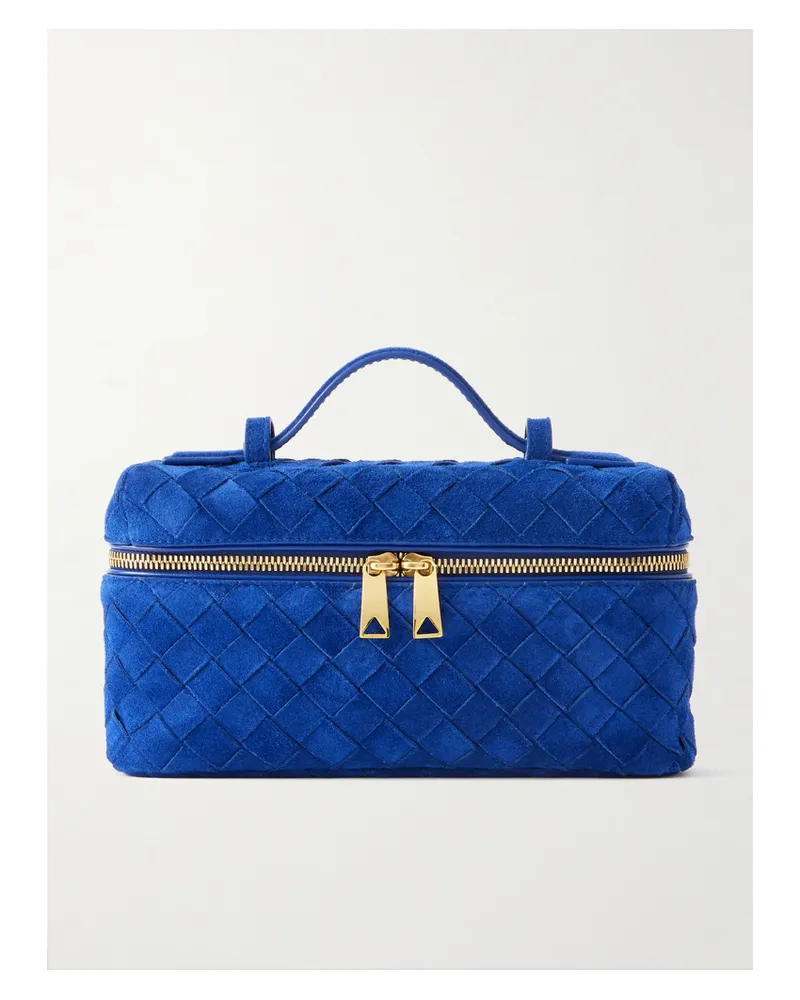 Bottega Veneta Bang Bang Vanity Mini Intrecciato Suede Tote - Blue Blue