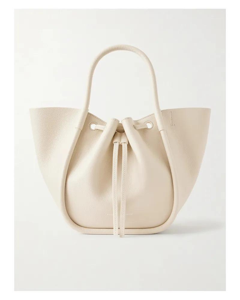 Proenza Schouler Small Ruched Textured-leather Tote - Neutrals Neutrals