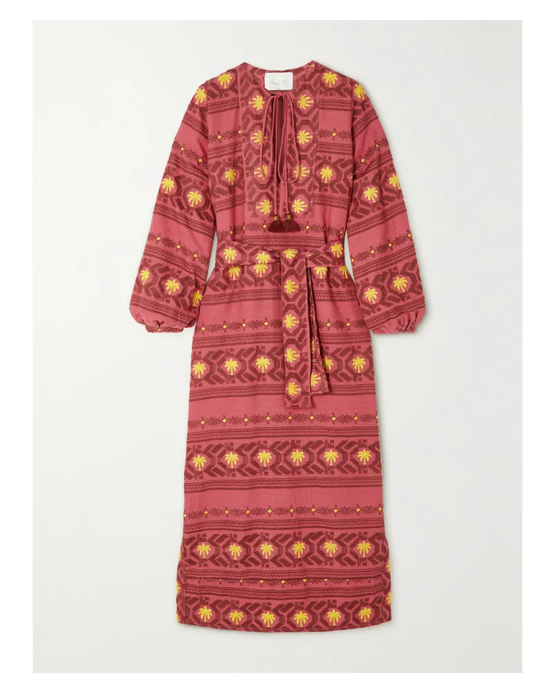 Johanna Ortiz Net Sustain Sapa Inca Maxikleid Aus Besticktem Webstoff Mit Bindegürtel - Pink Pink
