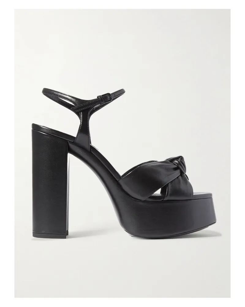 Saint Laurent Bianca Plateausandalen Aus Leder Mit Knoten - Schwarz Schwarz