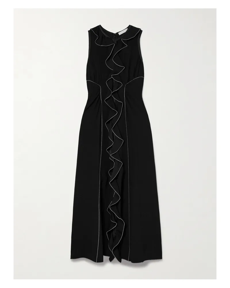 Ulla Johnson Lille Midikleid Aus Crêpe Mit Rüschen - Schwarz Schwarz