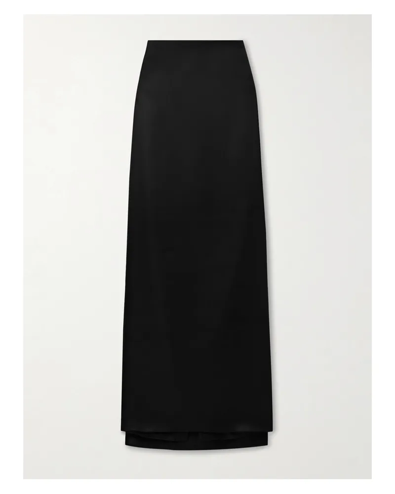 Brandon Maxwell The Monroe Draped Silk-twill Maxi Skirt - Black Black